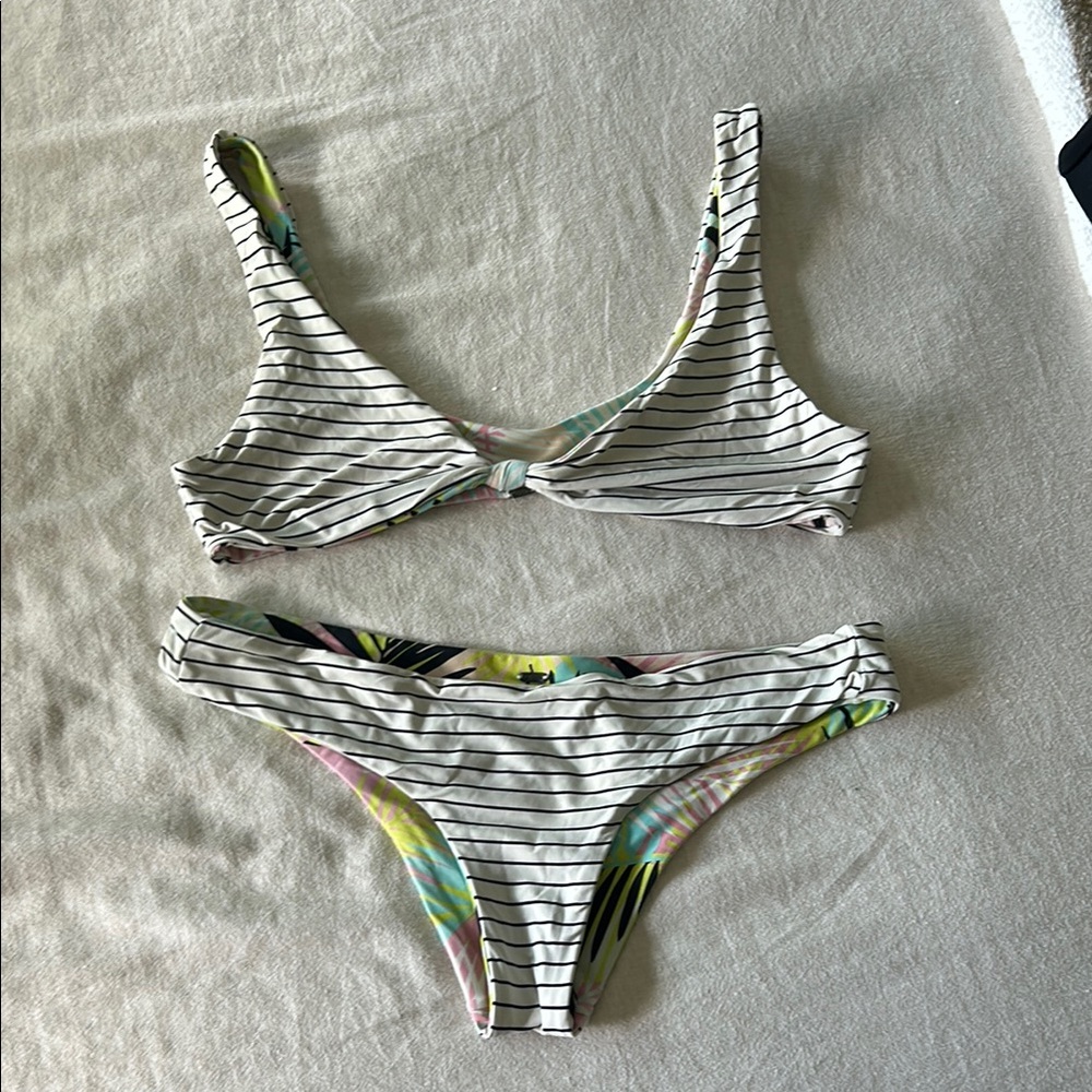 Rip Curl Striped Bikini with Tropical Accents